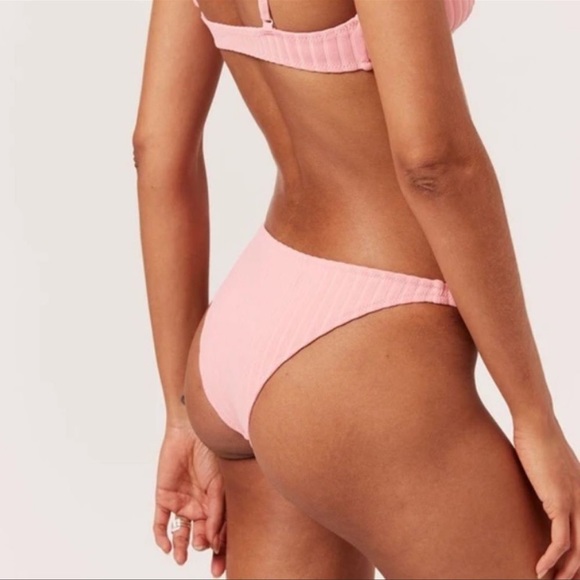 Solid & Striped Rachel Ribbed Bikini Bottom in Taffy (S) - Picture 2 of 9
